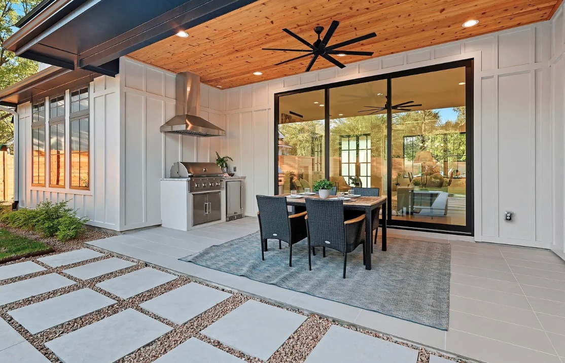 Outdoor kitchen setup with grill and counter space — Texas Land Creations